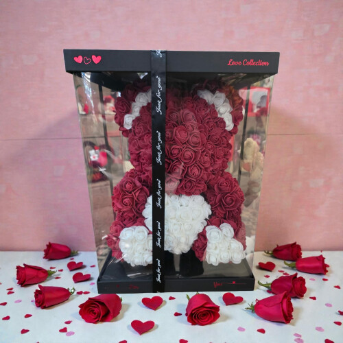 Ours Rouge prononcé et Blanc 40 cm