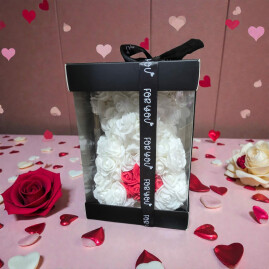 Ours 20 cm blanc et rouge