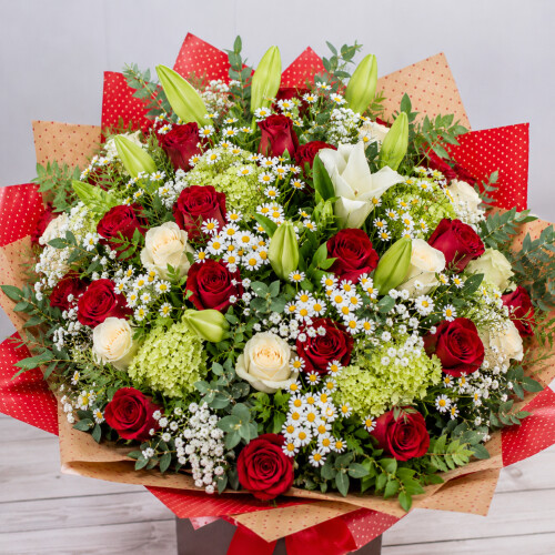 Bouquet au choix du fleuriste ROUGE taille XL