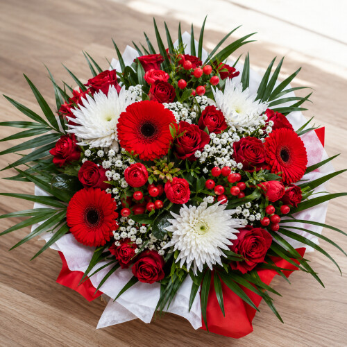 Bouquet au choix du fleuriste ROUGE Amour taille M